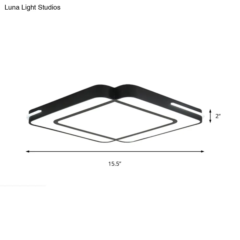 Modern Led Flush Mount Light Fixture With Acrylic Shade - Black/White Square Design White