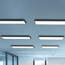 Modern Led Flush Mount Light For Gymnasium - Acrylic Rectangular Design Black / Small