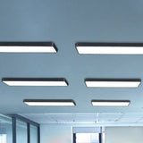 Modern Led Flush Mount Light For Gymnasium - Acrylic Rectangular Design Black / Small