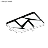Modern Led Flush Mount Lighting: 25.5’/37.5’ W Acrylic Shade Black/White Square/Rectangular
