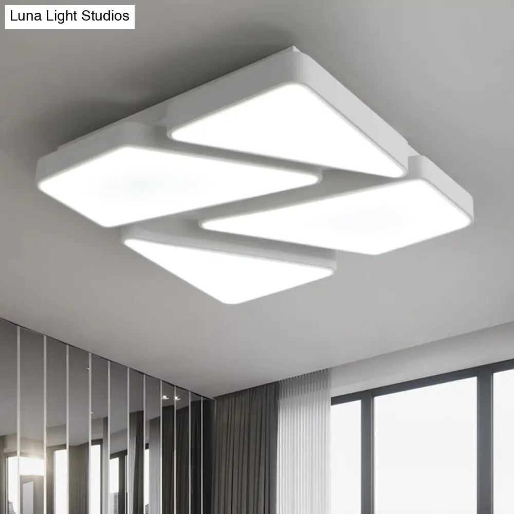 Modern Led Flush Mount Lighting: 25.5’/37.5’ W Acrylic Shade Black/White Square/Rectangular