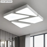 Modern Led Flush Mount Lighting: 25.5’/37.5’ W Acrylic Shade Black/White Square/Rectangular