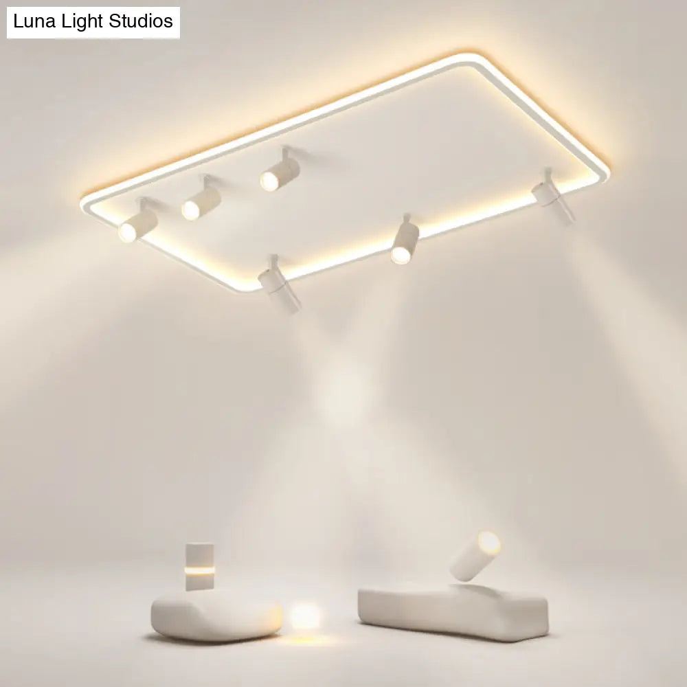 Modern Led Flush Mount Spotlight For Living Room Ceiling - Acrylic Rectangular Design