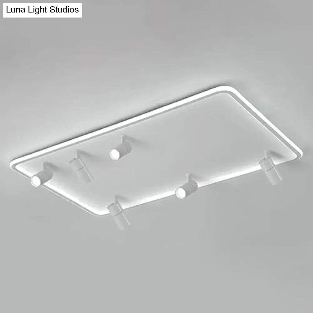 Modern Led Flush Mount Spotlight For Living Room Ceiling - Acrylic Rectangular Design White / 31.5