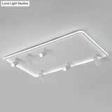 Modern Led Flush Mount Spotlight For Living Room Ceiling - Acrylic Rectangular Design White / 31.5
