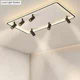 Modern Led Flush Mount Spotlight For Living Room Ceiling - Acrylic Rectangular Design