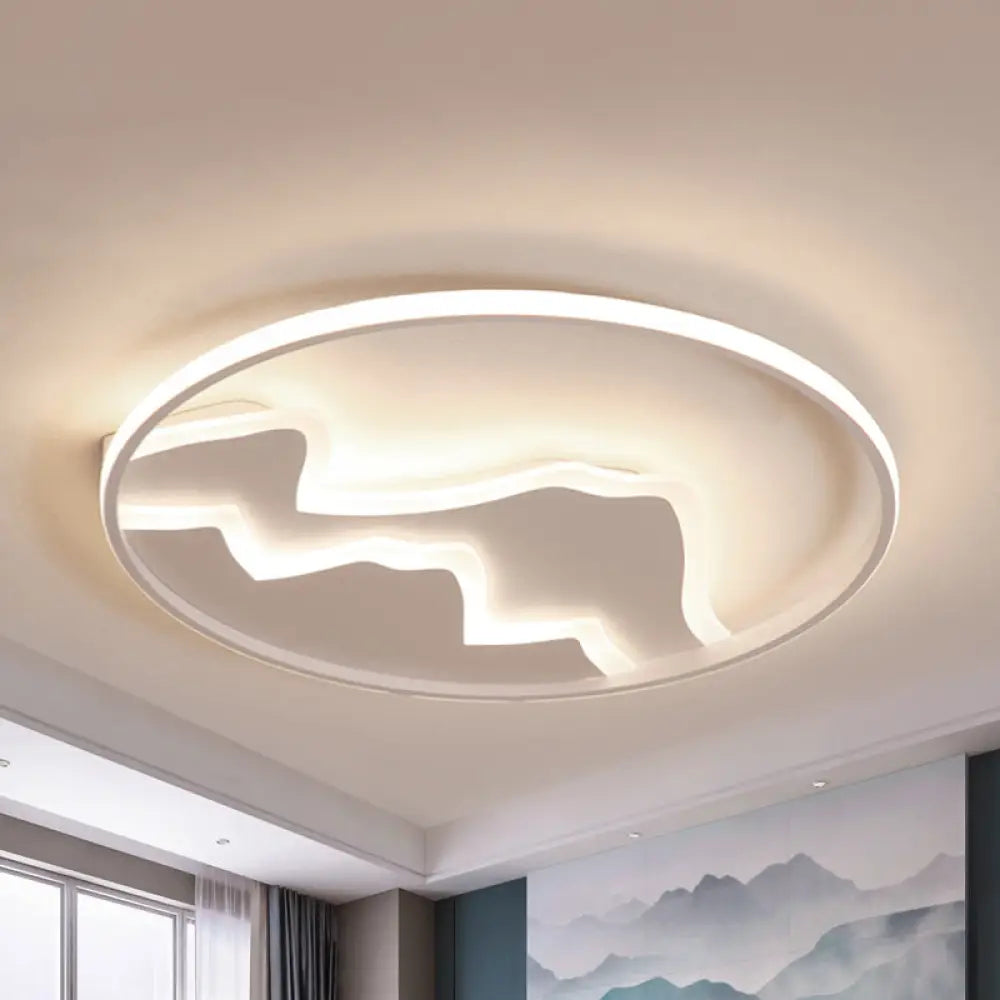 Modern Led Flushmount Ceiling Light In White - Acrylic Mountain Design For Living Room Or Hallway /