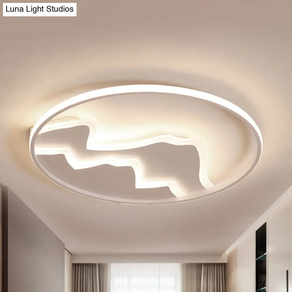 Modern Led Flushmount Ceiling Light In White - Acrylic Mountain Design For Living Room Or Hallway