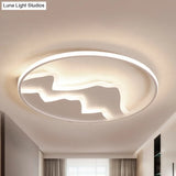 Modern Led Flushmount Ceiling Light In White - Acrylic Mountain Design For Living Room Or Hallway