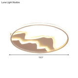 Modern Led Flushmount Ceiling Light In White - Acrylic Mountain Design For Living Room Or Hallway