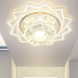 Modern Led Flushmount Ceiling Light With Stainless Steel Frame And Clear Crystal Shade / Warm