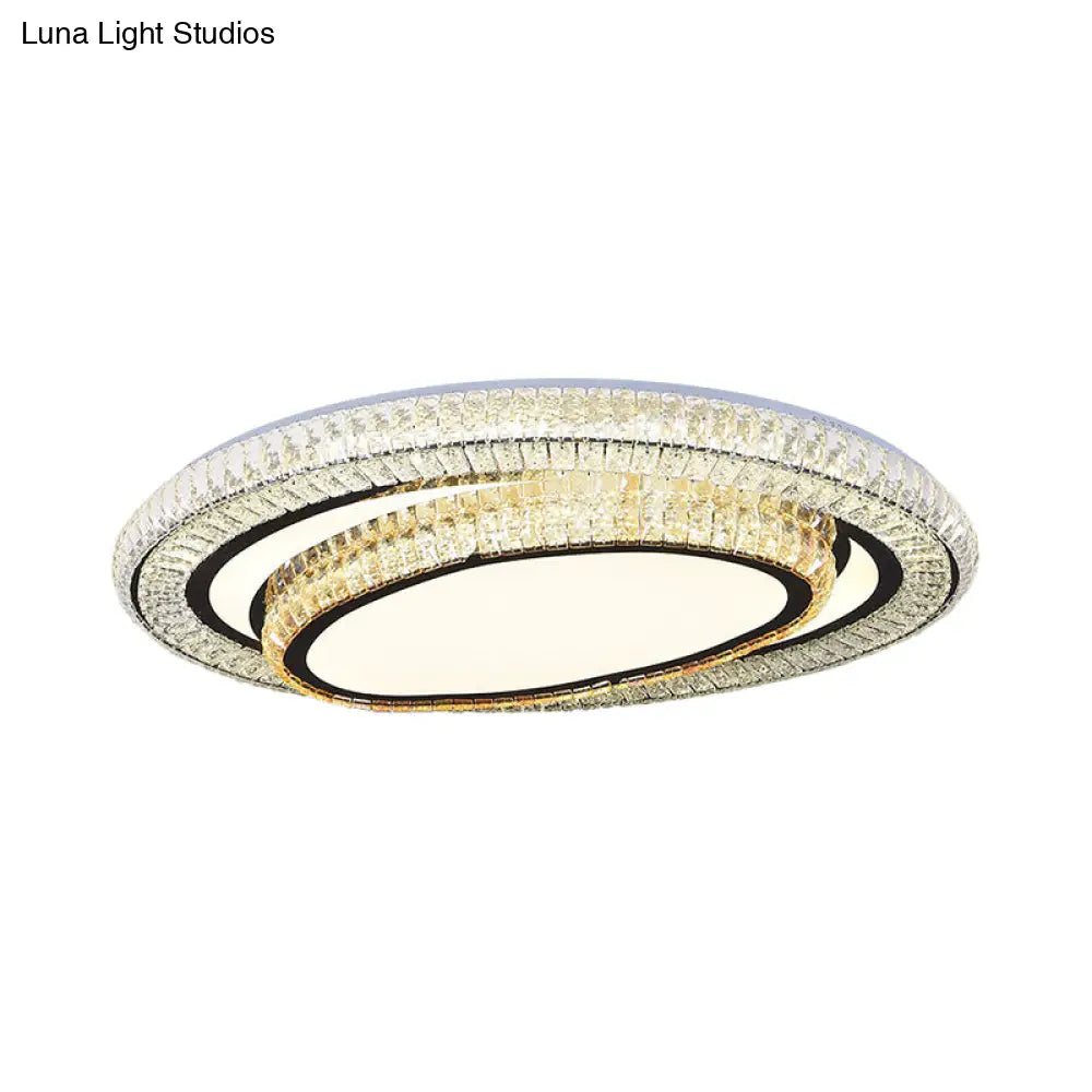 Modern Led Flushmount Crystal Ceiling Light With Black Finish