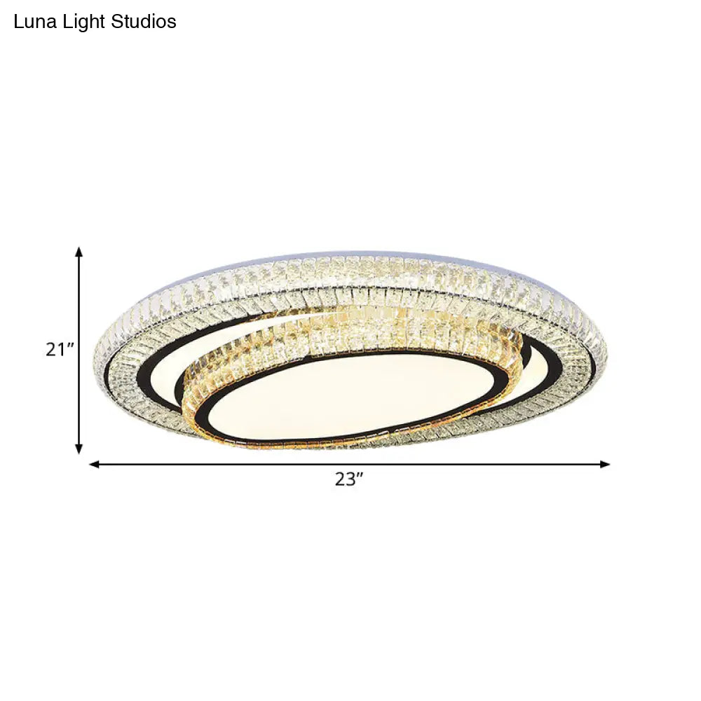 Modern Led Flushmount Crystal Ceiling Light With Black Finish