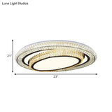 Modern Led Flushmount Crystal Ceiling Light With Black Finish