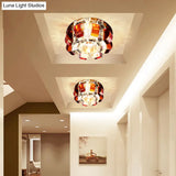 Modern Led Flushmount Flower Flush Light Fixture For Living Room - Tan Crystal