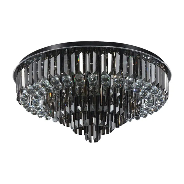 Modern Led Flushmount With Crystal Prisms Shade Stainless-Steel Tapered Ceiling Lighting - 23.5/31.5