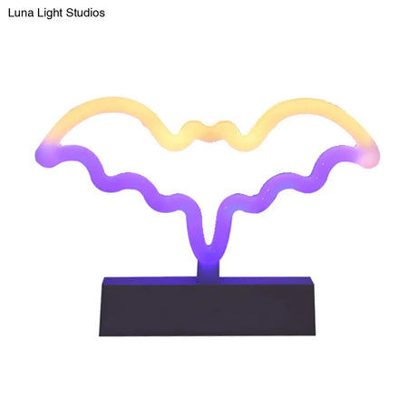 Modern Led Geometrical Nightstand Lamp - White Plastic Bedside Light For Bedroom