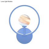Modern Led Glass Globe Wall Sconce With Ring Guard - Black/Pink/White Gradient