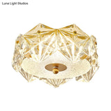 Modern Led Gold Ceiling Light With Hexagonal Crystal Shade For Doorways