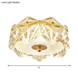 Modern Led Gold Ceiling Light With Hexagonal Crystal Shade For Doorways