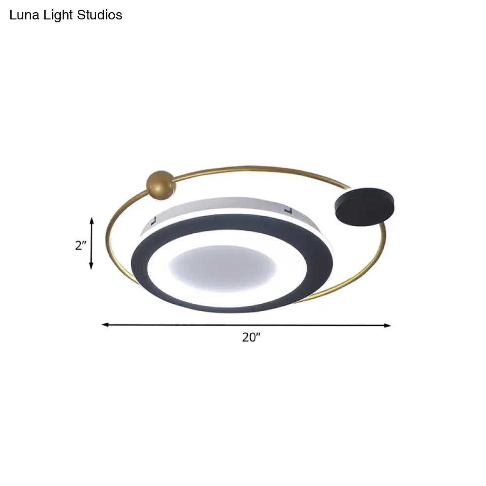Modern Led Gold Finish Acrylic Orbit Flush Mount Spotlight - Warm/White Lighting