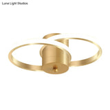 Modern Led Gold Flush Mount Ceiling Lamp - Acrylic Dual Loop Light Fixture For Corridor