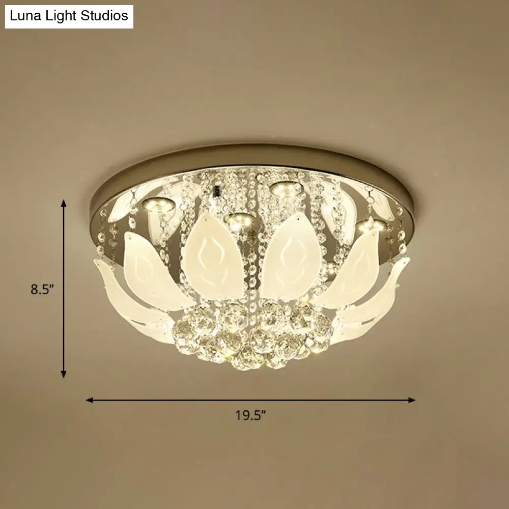 Modern Led Gold Flush Mount Ceiling Light With Clear Crystal Panel For Bedrooms