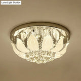 Modern Led Gold Flush Mount Ceiling Light With Clear Crystal Panel For Bedrooms