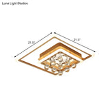 Modern Led Gold Flush Mount Lamp With Crystal Shade - Triangle/Round/Loving Heart Design