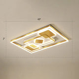 Modern Led Gold Rectangular Flush Mount Ceiling Light With Acrylic Shade / 43’ Warm