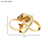 Modern Led Gold Ribbon Acrylic Flushmount Lighting For Living Room Ceiling
