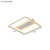 Modern Led Gold Square Ceiling Fixture With Acrylic Shade - 16.5’/20.5’ Width Semi Flush