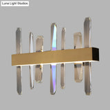 Modern Led Gold Wall Sconce With Clear Crystal Bar And Stylish Metal Shade