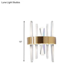 Modern Led Gold Wall Sconce With Clear Crystal Bar And Stylish Metal Shade