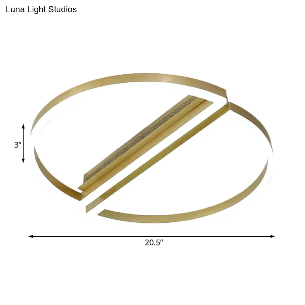 Modern Led Golden Bedroom Ceiling Light - Circular Acrylic Flush Mount Lamp In Warm/White