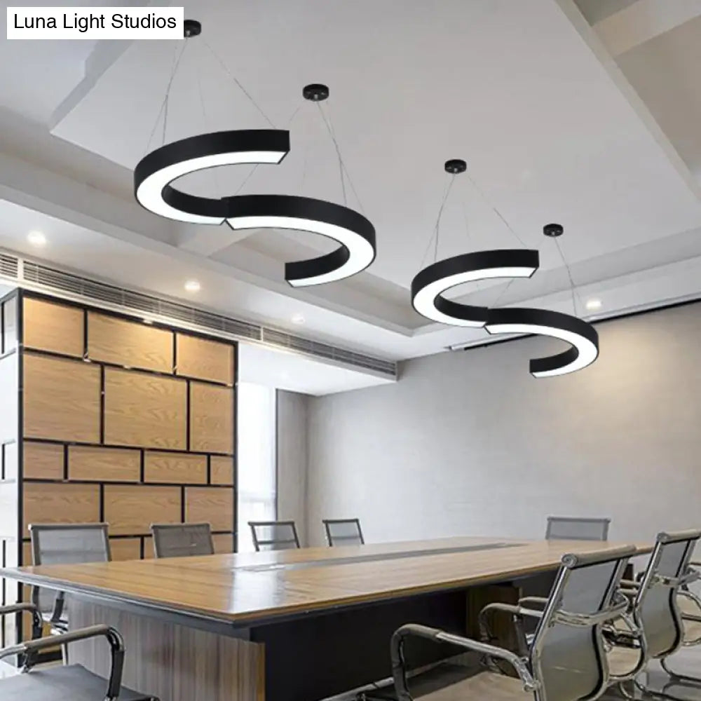 Modern Led Hanging Chandelier Light Fixture For Gymnasium - Curve Acrylic Design