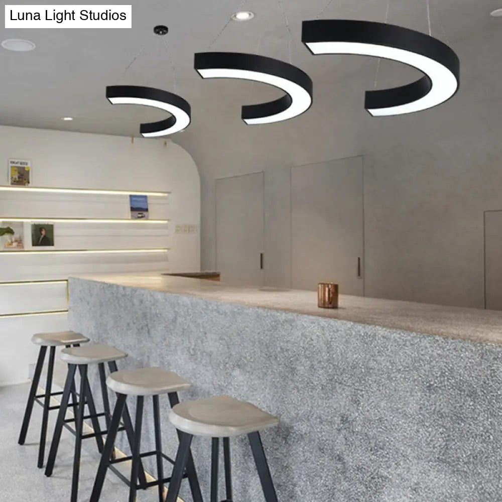 Modern Led Hanging Chandelier Light Fixture For Gymnasium - Curve Acrylic Design
