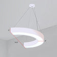 Modern Led Hanging Chandelier Light Fixture For Gymnasium - Curve Acrylic Design White / 19.5’