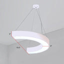 Modern Led Hanging Chandelier Light Fixture For Gymnasium - Curve Acrylic Design White / 19.5’