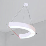 Modern Led Hanging Chandelier Light Fixture For Gymnasium - Curve Acrylic Design White / 23.5’