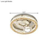 Modern Led Heart Design Ceiling Lamp With Clear Crystal Blocks And Stainless-Steel Finish -