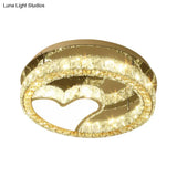 Modern Led Heart Design Ceiling Lamp With Clear Crystal Blocks And Stainless-Steel Finish -