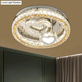 Modern Led Heart Design Ceiling Lamp With Clear Crystal Blocks And Stainless-Steel Finish -