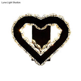 Modern Led Heart Wall Hanging Light In Black Crystal For Bedroom Décor