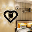 Modern Led Heart Wall Hanging Light In Black Crystal For Bedroom Décor Chrome