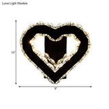 Modern Led Heart Wall Hanging Light In Black Crystal For Bedroom Décor