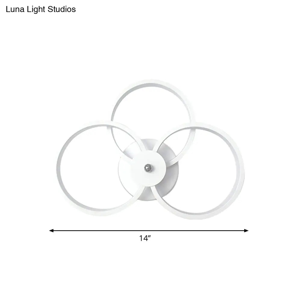 Modern Led Hoop Wall Lamp With Acrylic Lighting - Black/White 2/3 Lights In Warm/White/Second Gear