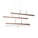 Modern Led Island Chandelier - Brown Linear Design With 3/5 Lights Warm/White Light Acrylic Hanging
