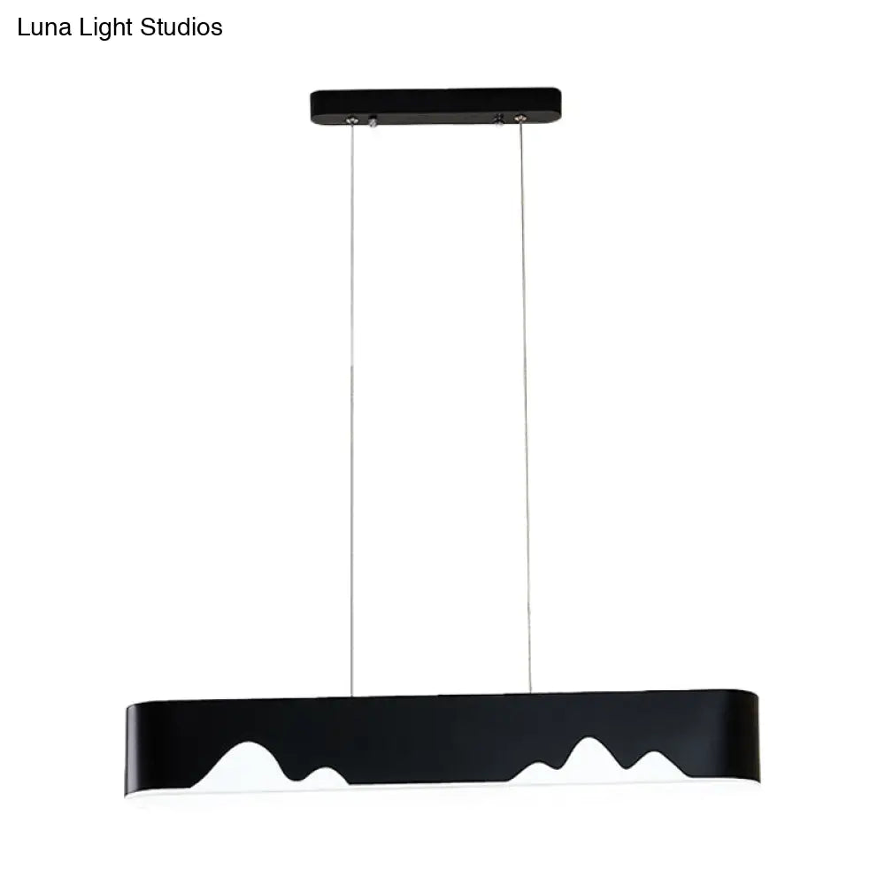 Modern LED Linear Chandelier - White/Black/Green - Rectangular Design - Hanging Ceiling Light in White/Warm Light