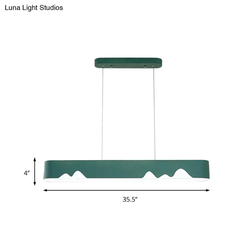 Modern LED Linear Chandelier - White/Black/Green - Rectangular Design - Hanging Ceiling Light in White/Warm Light